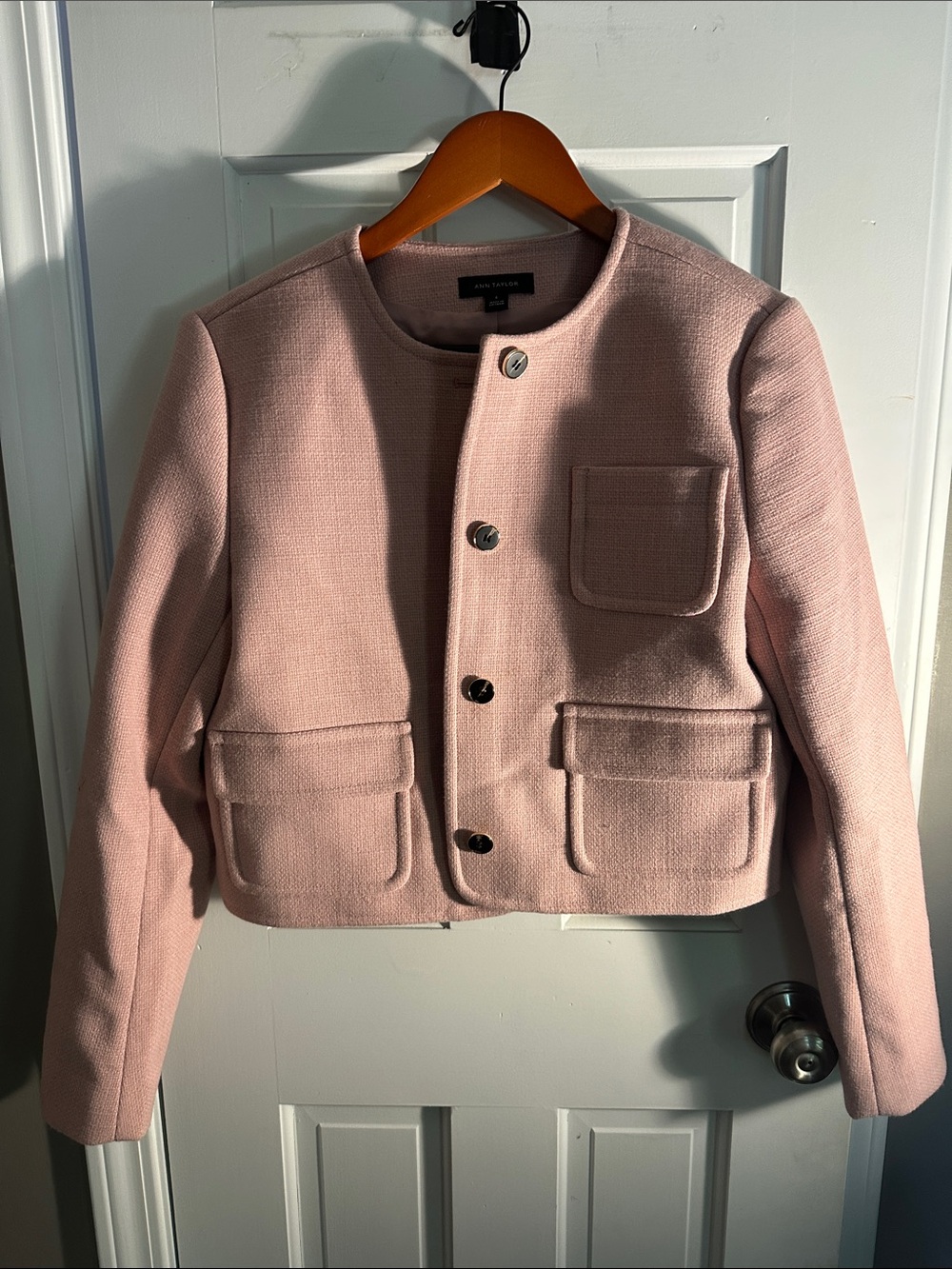 ANNE KLEINPink Boxy Wool-Blend Jacket